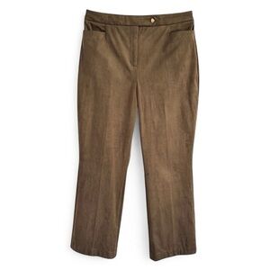 DONNA KARAN NEW YORK ARMY OLIVE GREEN STRAIGHT FAUX SUEDE PANTS SZ 10 NWOT